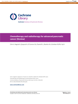 Chemotherapy and Radiotherapy for Advanced Pancreatic Cancer (Review)