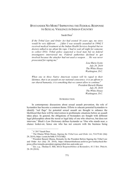Improving the Federal Response to Sexual Violence in Indian Country