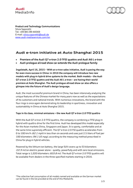 Audi E-Tron Initiative at Auto Shanghai 2015