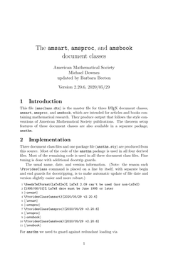 The Amsart, Amsproc, and Amsbook Document Classes