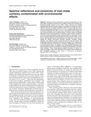Spectral Reflectance and Emissivity of Man-Made Surfaces Contaminated with Environmental Effects