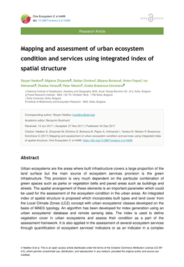 Mapping and Assessment of Urban Ecosystem Condition and Services Using Integrated Index of Spatial Structure