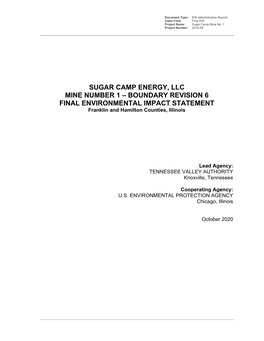 Sugar Camp Energy, LLC Mine No. 1 Expansion - Revision 6 EIS