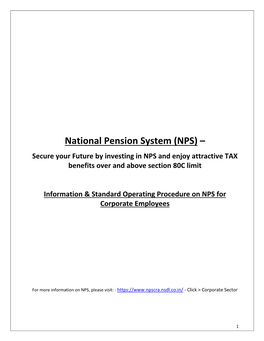 National Pension System (NPS) – Secure Your Future by Investing in NPS and Enjoy Attractive TAX Benefits Over and Above Section 80C Limit