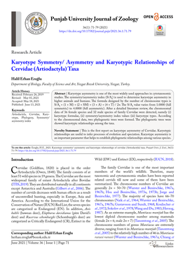 Asymmetry and Karyotypic Relationships of Cervidae (Artiodactyla) Taxa