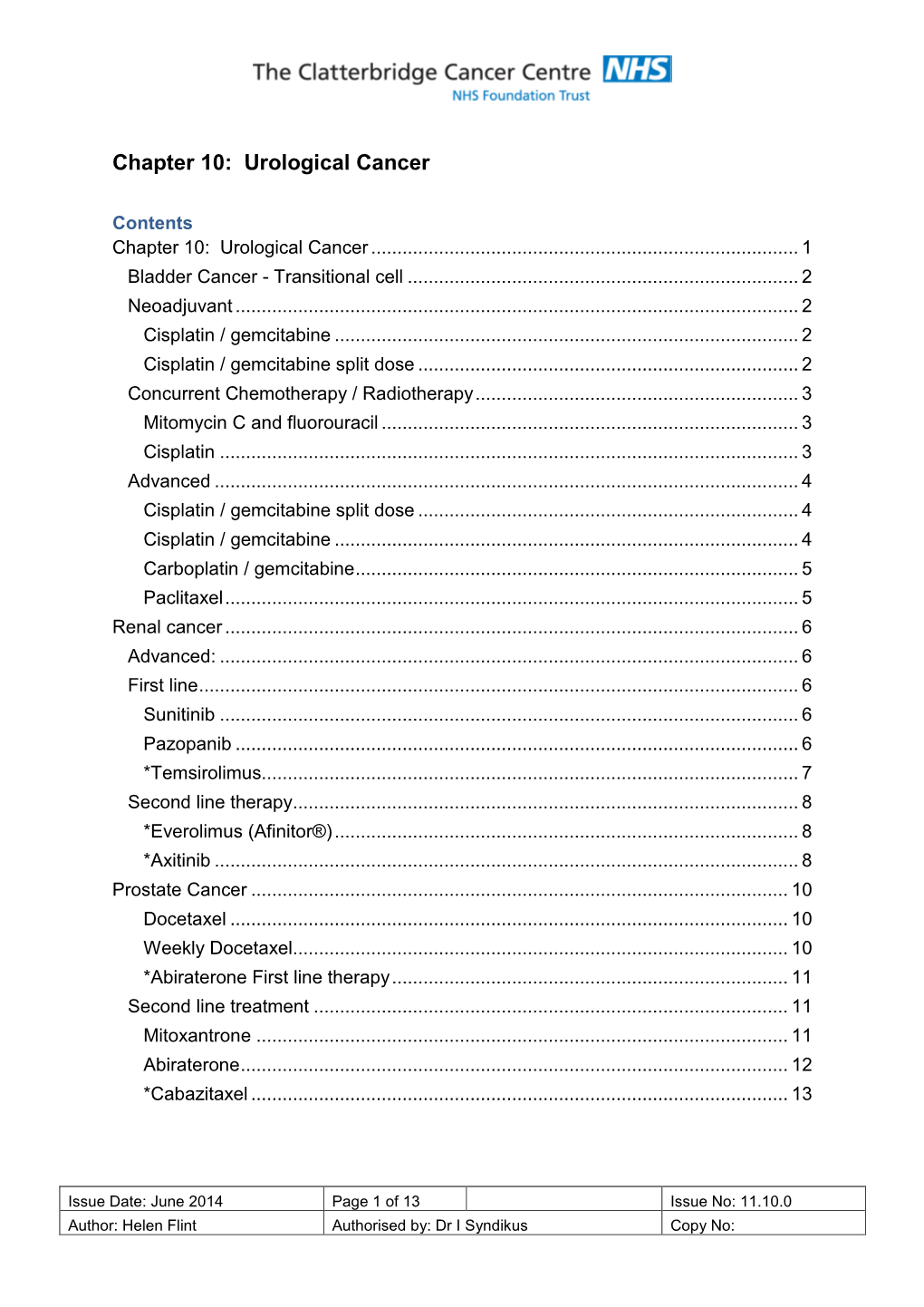 Chapter 10: Urological Cancer