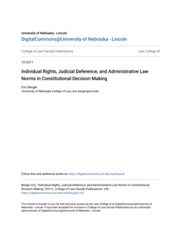 Individual Rights, Judicial Deference, and Administrative Law Norms in Constitutional Decision Making