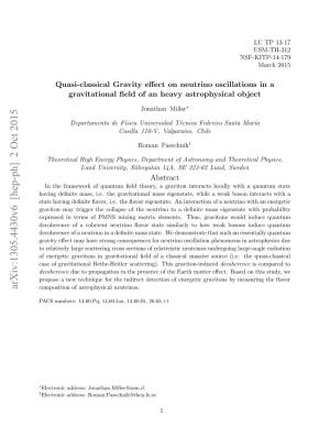 Quasi-Classical Gravity Effect on Neutrino Oscillations in A