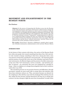 Movement and Enlightenment in the Russian North