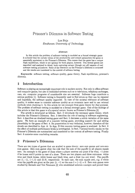 Prisoner's Dilemma in Software Testing