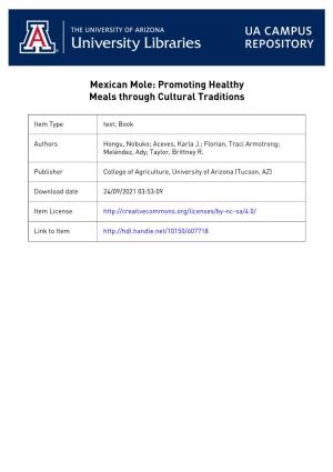 Mexican Mole: Promoting Healthy Meals Through Cultural Traditions