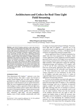 Architectures and Codecs for Real-Time Light Field Streaming