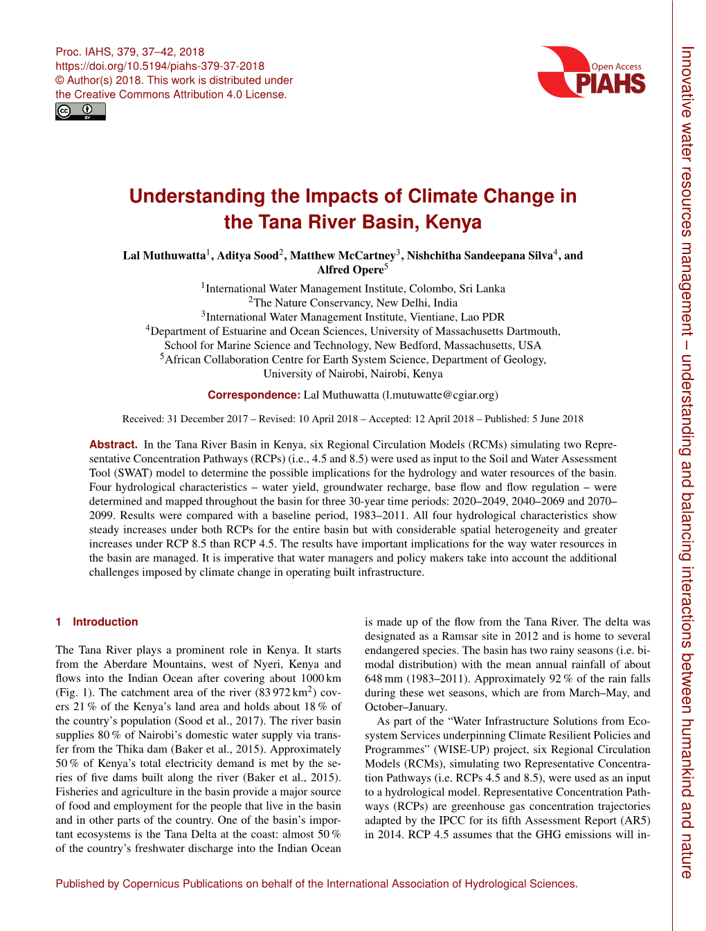 Understanding the Impacts of Climate Change in the Tana River Basin, Kenya