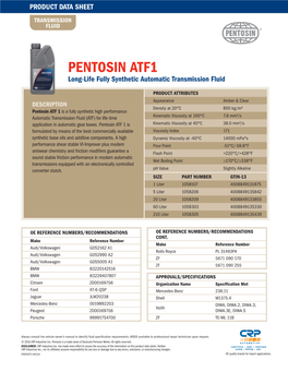 PENTOSIN ATF1 Long-Life Fully Synthetic Automatic Transmission Fluid