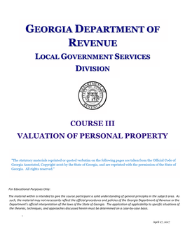 Course Iii Valuation of Personal Property