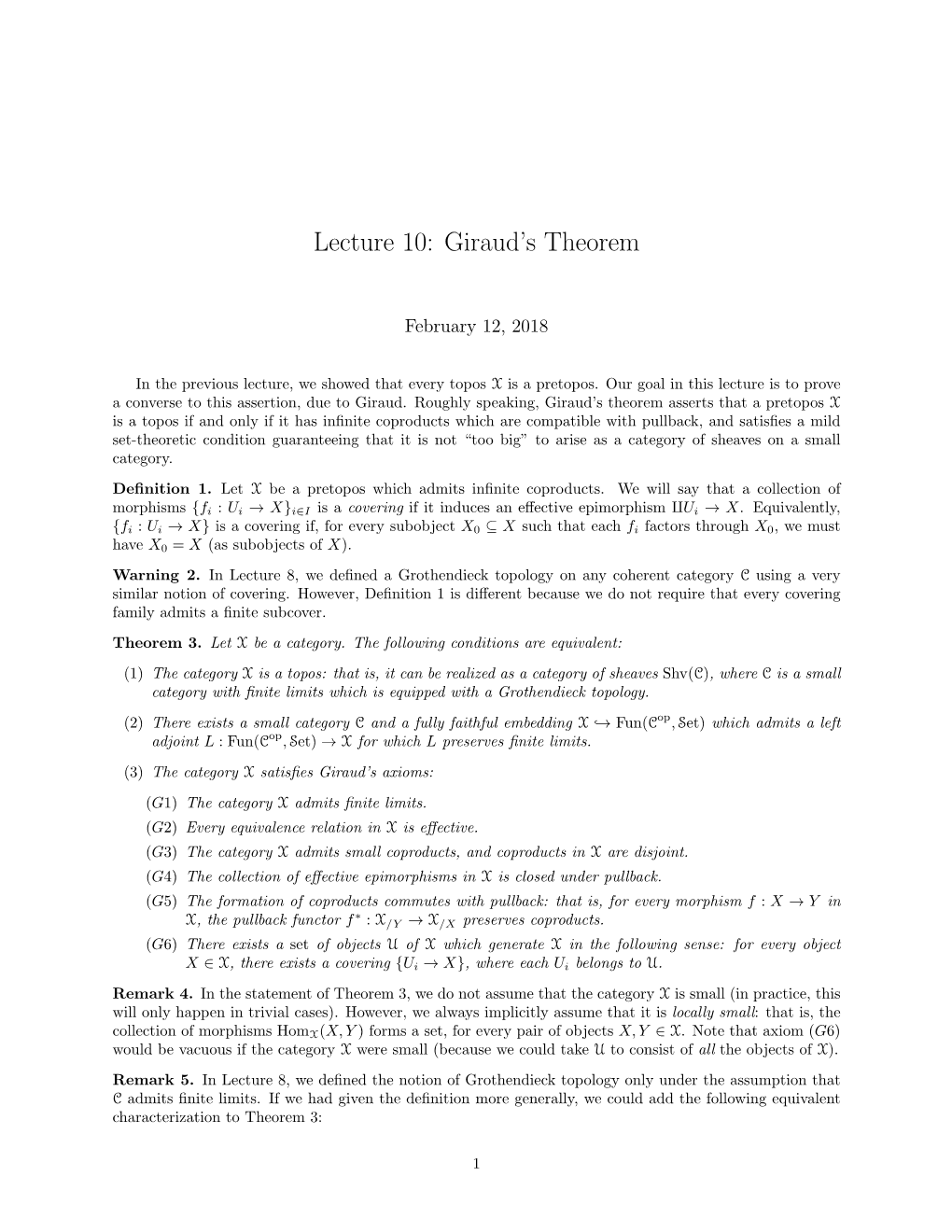 Lecture 10: Giraud's Theorem