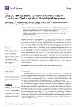 Long-COVID Syndrome? a Study on the Persistence of Neurological, Psychological and Physiological Symptoms