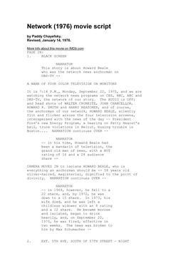 Network (1976) Movie Script by Paddy Chayefsky