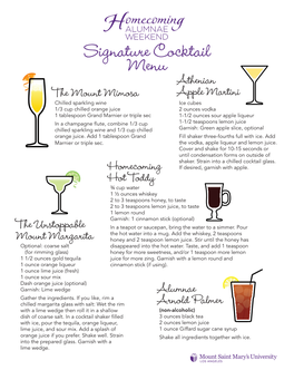 Signature Cocktail Menu