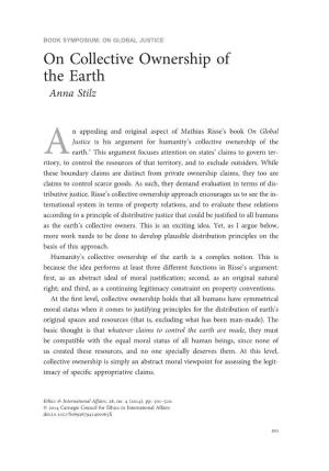 On Collective Ownership of the Earth Anna Stilz