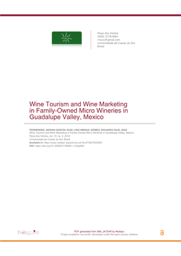Wine Tourism and Wine Marketing in Family-Owned Micro Wineries in Guadalupe Valley, Mexico
