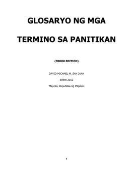 Glosaryo Ng Mga Termino Sa Panitikan”