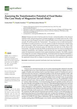 Assessing the Transformative Potential of Food Banks: the Case Study of Magazzini Sociali (Italy)