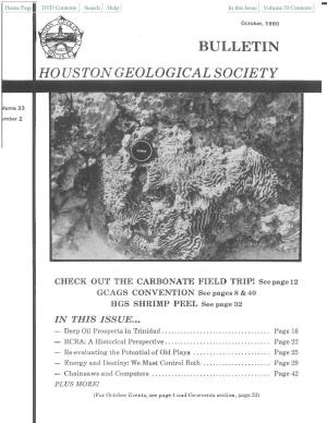October 1990 HOUSTON GEOLOGICAL SOCIETY BULLETIN Vol