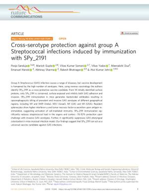Cross-Serotype Protection Against Group a Streptococcal Infections Induced by Immunization with Spy 2191
