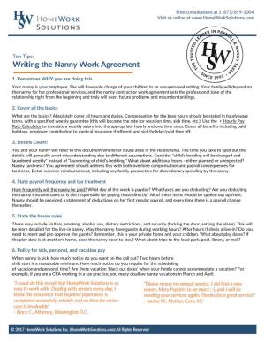 The Nanny Work Agreement