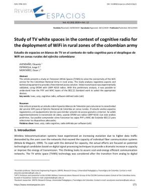 Study of Tv White Spaces in the Context of Cognitive Radio for The