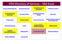 FOH Directory of Services – Mid Essex