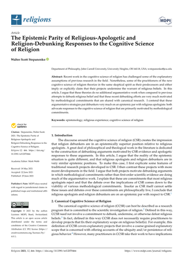The Epistemic Parity of Religious-Apologetic and Religion-Debunking Responses to the Cognitive Science of Religion