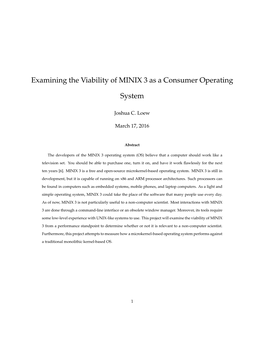 Examining the Viability of MINIX 3 As a Consumer Operating