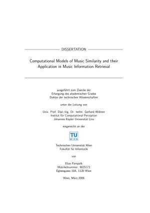 Computational Models of Music Similarity and Their Applications In