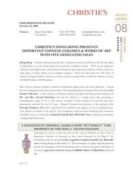 Christie's Hong Kong Presents Important Chinese