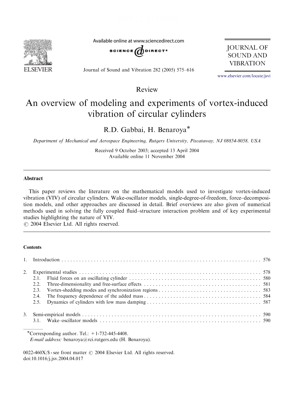 An Overview of Modeling and Experiments of Vortex-Induced Vibration of Circular Cylinders