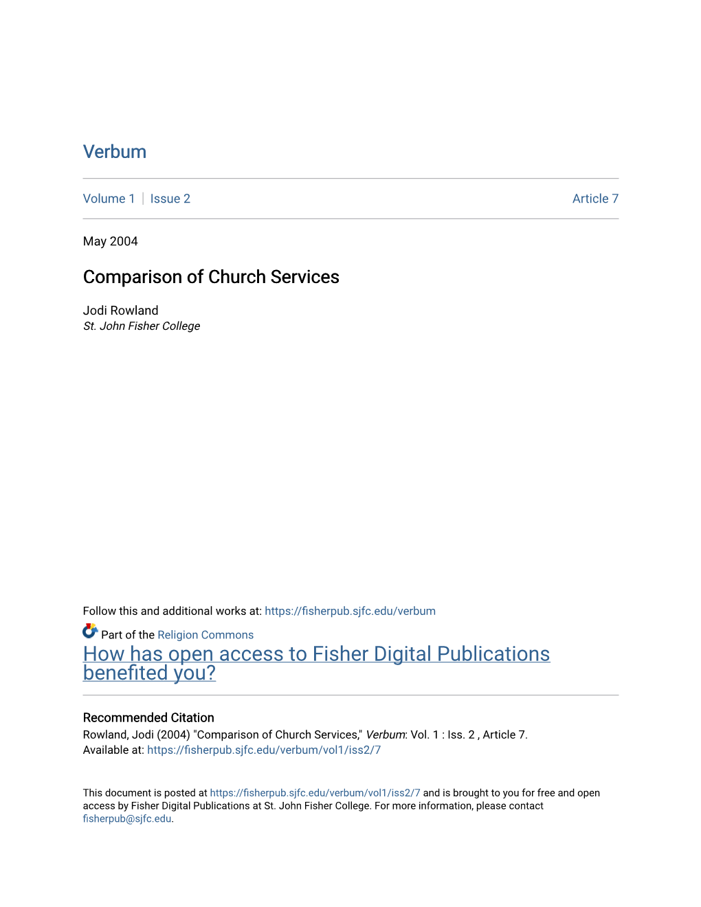 Comparison of Church Services