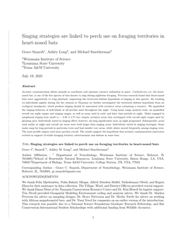 Singing Strategies Are Linked to Perch Use on Foraging Territories in Heart
