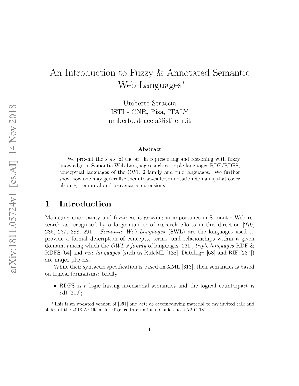 An Introduction to Fuzzy & Annotated Semantic Web Languages Arxiv