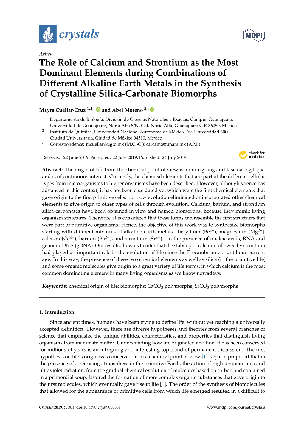 The Role of Calcium and Strontium As the Most Dominant Elements During