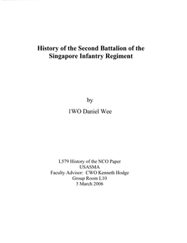 History of the Second Battalion of the Singapore Infantry Regiment