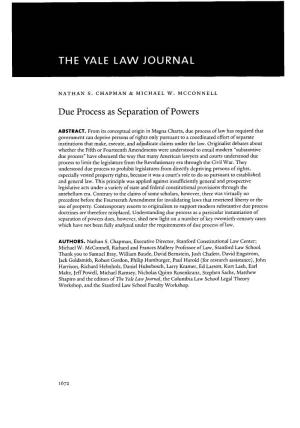 Due Process As Separation of Powers
