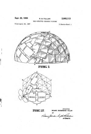 Sept. 22, 1959 R. B. FULLER \ 2,905,113 SELF-STRUTTED GEODESIC PLYDOME Filed April 22