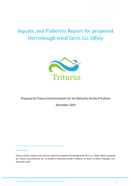Appendix 6.3 Aquatic and Fisheries Report