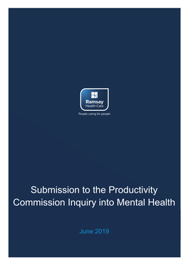 Submission to the Productivity Commission Inquiry Into Mental Health