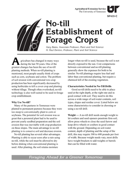 No-Till Establishment of Forage Crops