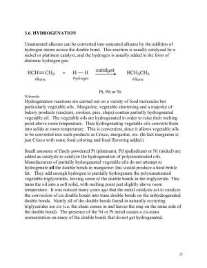 3.6. HYDROGENATION Unsaturated Alkenes Can Be Converted Into