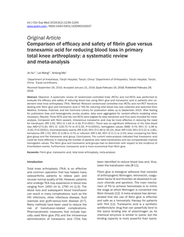 Original Article Comparison of Efficacy and Safety of Fibrin Glue Versus