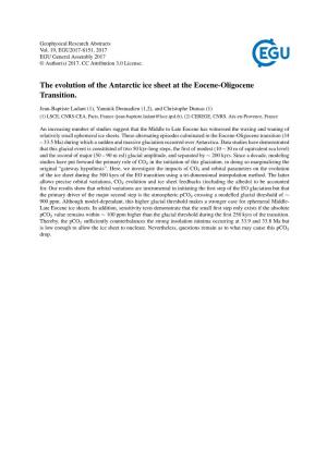The Evolution of the Antarctic Ice Sheet at the Eocene-Oligocene Transition